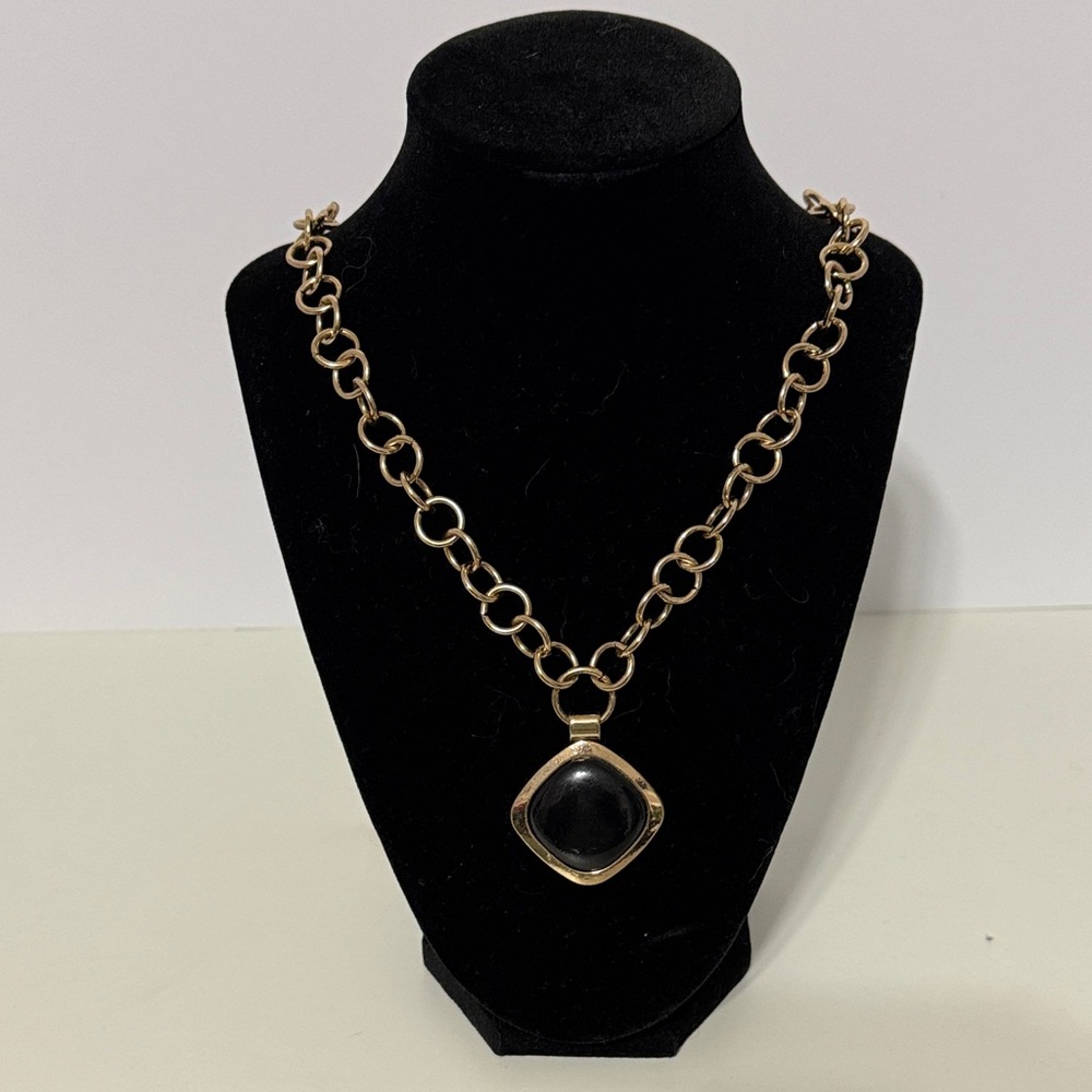 Universal Thread Gold Chain Necklace with Black Pendant